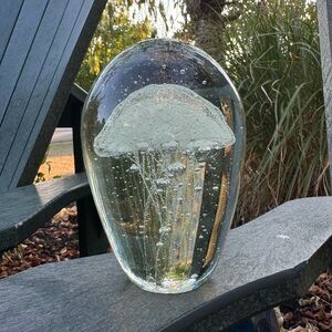 Vintage Moon Bubble Jellyfish Paperweight Studio Art Glass Sculpture